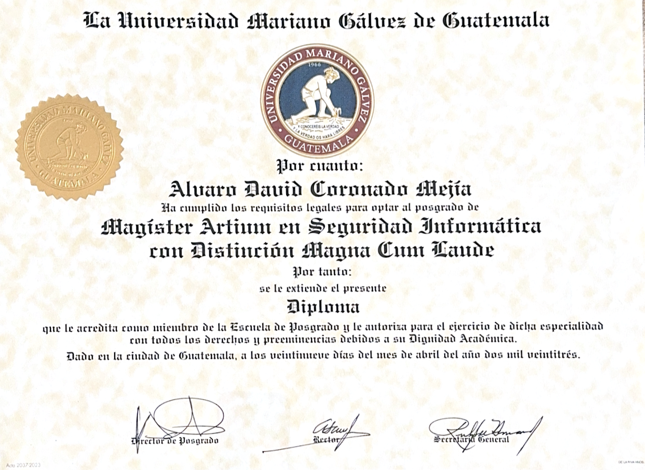 Diploma Maestría en Seguridad Informática